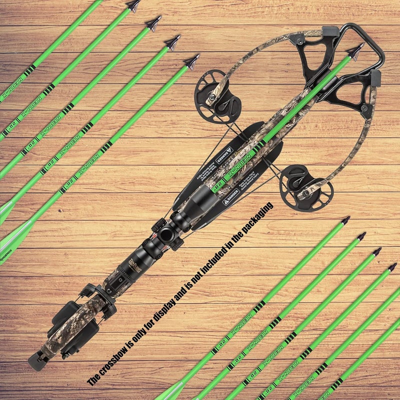 BOWSOUL Crossbow Bolts 20inch Fluorescence Color Carbon Crossbow Hunting Arrows with 4" Vanes and Replaced Arrowhead(12 Pack) - Image 5
